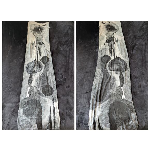 Eileen Fisher Unique Abstract Design Tencel Scarf 72 x 17" - Picture 2 of 8